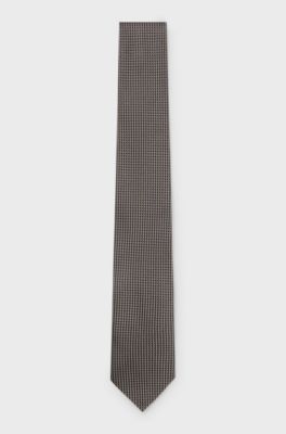Silk tie with micro pattern, Beige