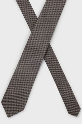 Silk tie with micro pattern, Beige