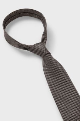 Silk tie with micro pattern, Beige