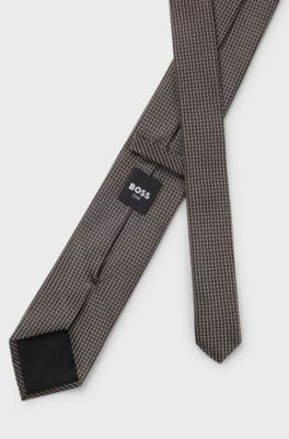 Silk tie with micro pattern, Beige