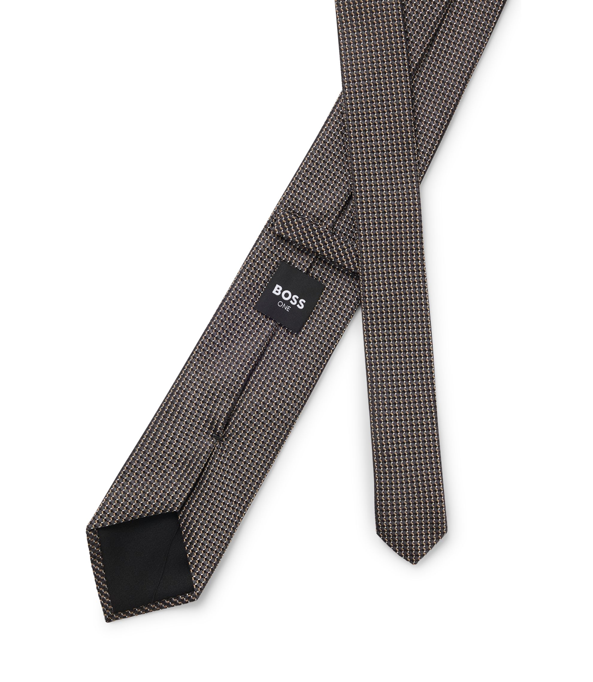 BOSS - Silk tie with micro pattern - Beige