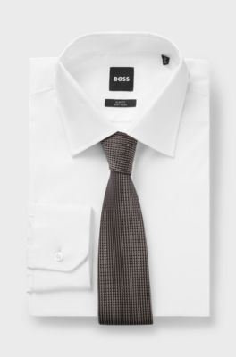 Silk tie with micro pattern, Beige
