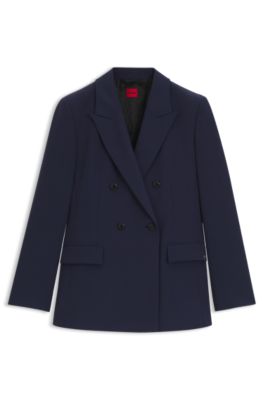 Relaxed-fit blazer in stretch fabric, Dark Blue