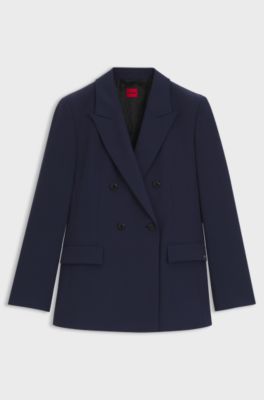 Veste Relaxed en tissu stretch, Bleu fonc&eacute;