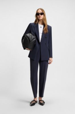 Veste Relaxed en tissu stretch, Bleu fonc&eacute;