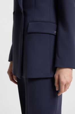 Relaxed-fit blazer in stretch fabric, Dark Blue