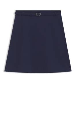High-waisted A-line skirt with buckled belt