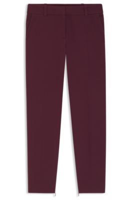 Slim-fit trousers with zip hems, Dark Purple