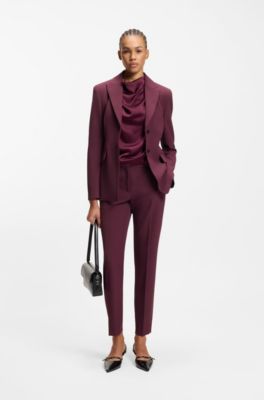 Slim-fit trousers with zip hems, Bordeaux