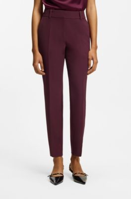 Slim-fit trousers with zip hems, Bordeaux
