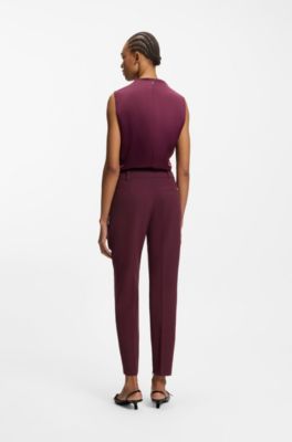 Slim-fit trousers with zip hems, Bordeaux