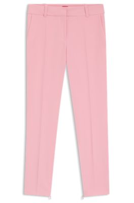 지퍼 헴 슬림 핏 팬츠, 라이트 핑크