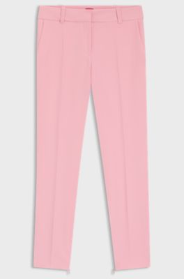 Slim-Fit Hose mit Rei&szlig;verschluss am Saum, Hellrosa