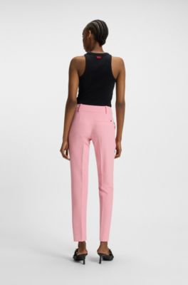 Slim-Fit Hose mit Rei&szlig;verschluss am Saum, Hellrosa