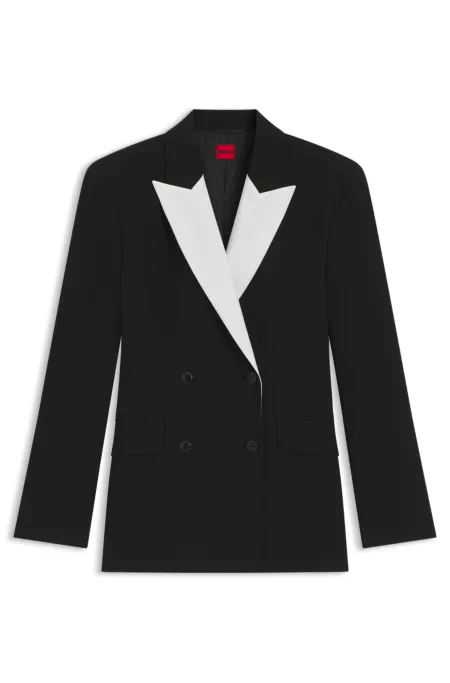 Regular-fit blazer with contrast lapels