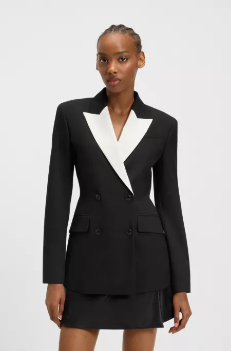 Regular-fit blazer with contrast lapels