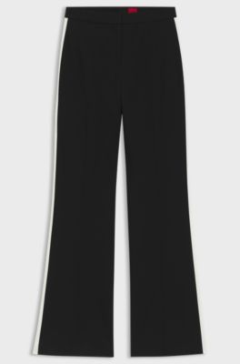 Regular-fit trousers in stretch fabric with side stripes, White / Black