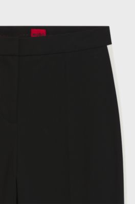Regular-fit trousers in stretch fabric with side stripes, White / Black