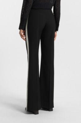 Regular-fit trousers in stretch fabric with side stripes, White / Black