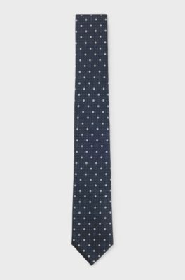 Silk-blend tie with micro Double B monograms, Dark Blue