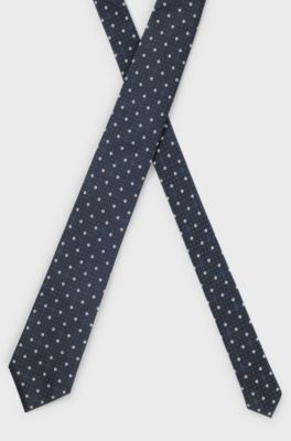 Silk-blend tie with micro Double B monograms, Dark Blue