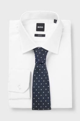 Silk-blend tie with micro Double B monograms, Dark Blue