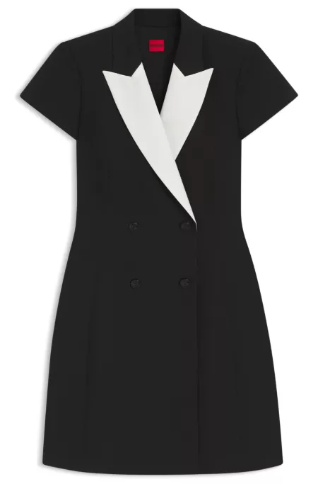 Blazer-style dress with contrast lapels
