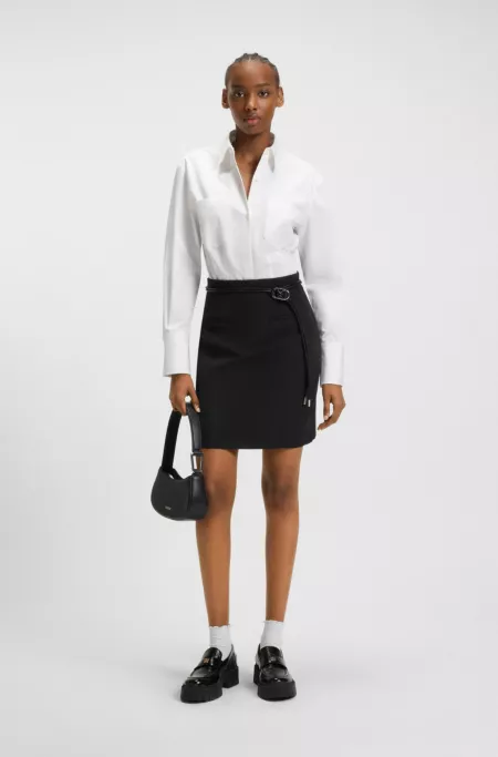 High-waisted mini skirt in stretch fabric