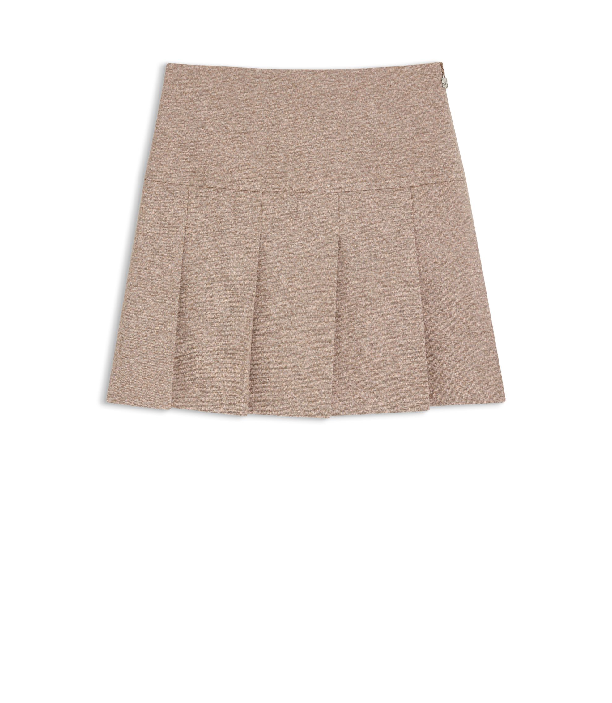 HUGO Pleated mini skirt in mouliné stretch fabric Light Brown