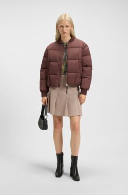 Pleated mini skirt in moulin&eacute; stretch fabric, Light Brown