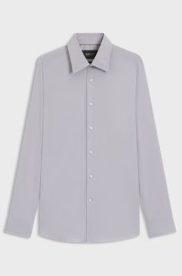 Slim-fit shirt in an Italian cotton blend, Beige