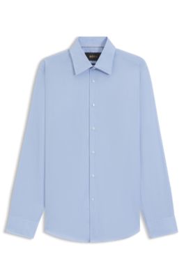 Regular-fit shirt in an Italian-made cotton blend, Blue