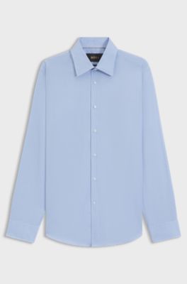 Regular-fit shirt in an Italian-made cotton blend, Blue
