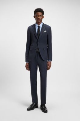 Regular-fit shirt in an Italian-made cotton blend, Blue