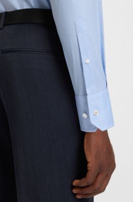 Regular-fit shirt in an Italian-made cotton blend, Blue