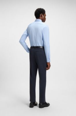 Regular-fit shirt in an Italian-made cotton blend, Blue
