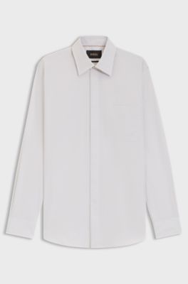 Camicia regular fit in cotone italiano a quadri, Beige