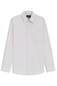 Regular-fit shirt in Italian-made checked cotton, Beige