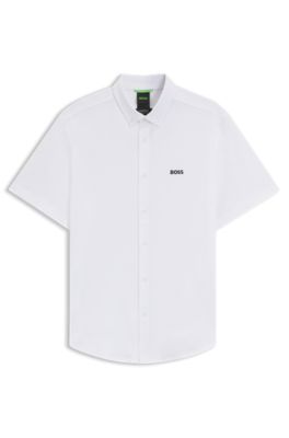 Regular-fit shirt in dynamic cotton jersey, White