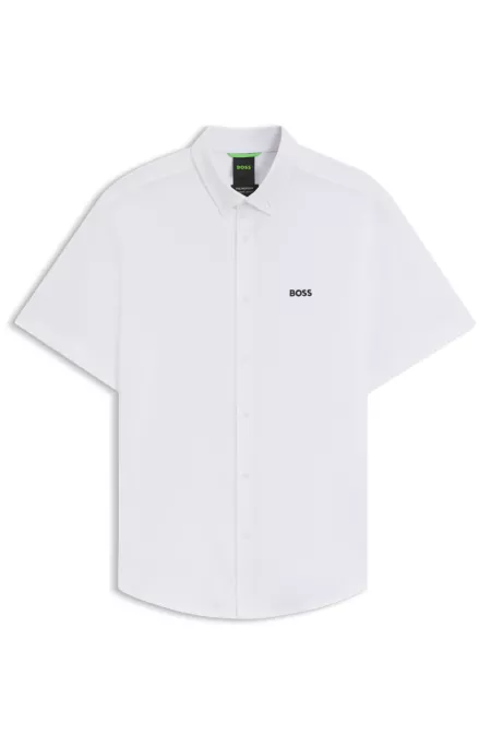 Regular-fit shirt in dynamic cotton jersey