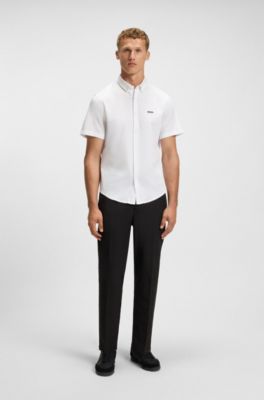 Regular-fit shirt in dynamic cotton jersey, White