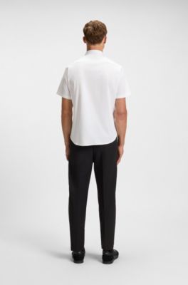 Regular-fit shirt in dynamic cotton jersey, White