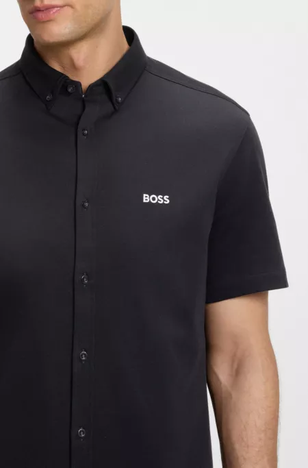 Regular-fit shirt in dynamic cotton jersey