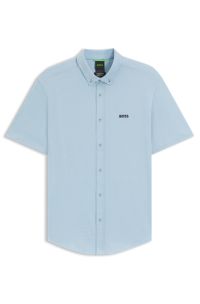 Regular-fit shirt in dynamic cotton jersey, Light Blue