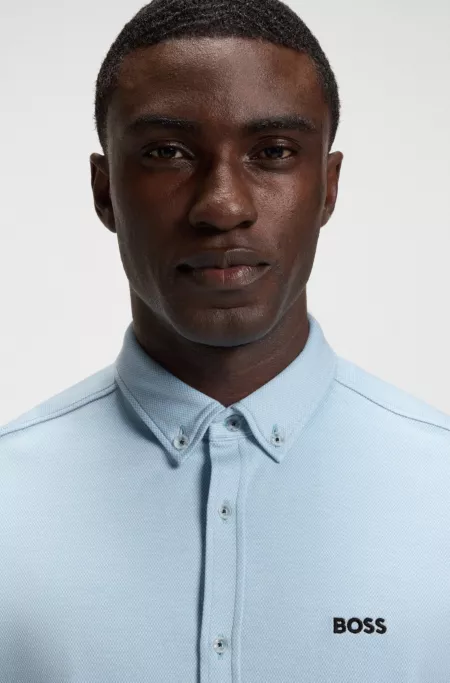 Regular-fit shirt in dynamic cotton jersey