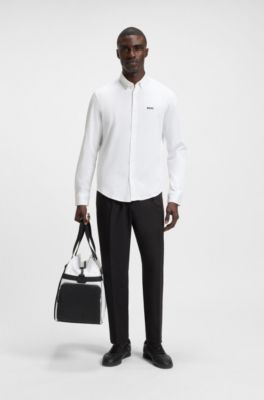 Regular-fit shirt in dynamic cotton jersey, White