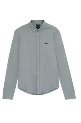 Regular-fit shirt in dynamic cotton jersey, Grey
