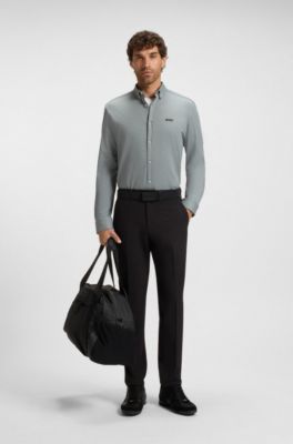 Regular-fit shirt in dynamic cotton jersey, Grey