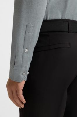 Regular-fit shirt in dynamic cotton jersey, Grey