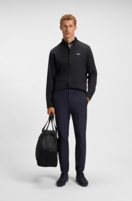 Regular-fit shirt in dynamic cotton jersey, Dark Blue